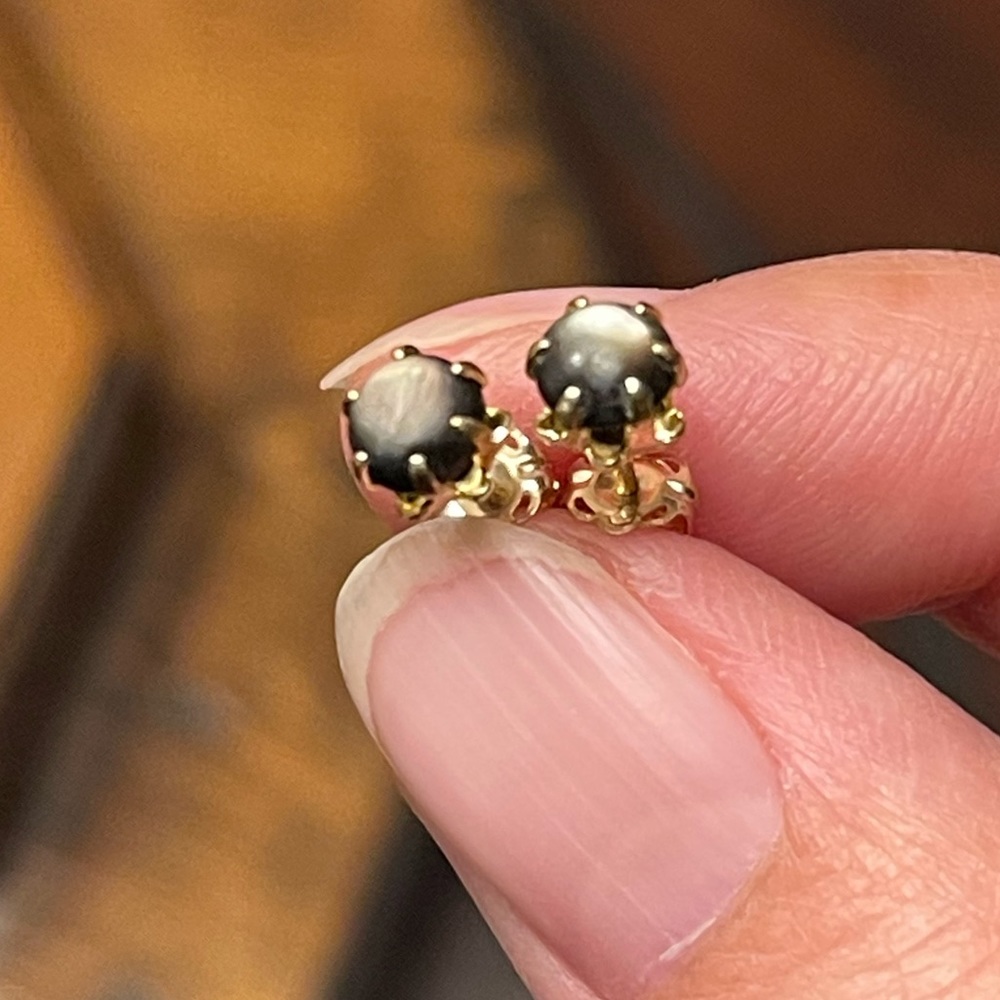 Beautiful blue star sapphire and gold earrings